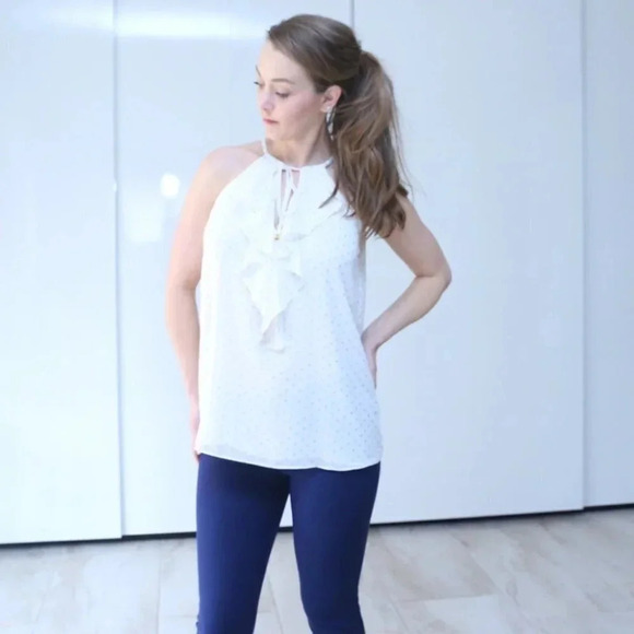 INC gold polka dot ruffle tank - Picture 4 of 7